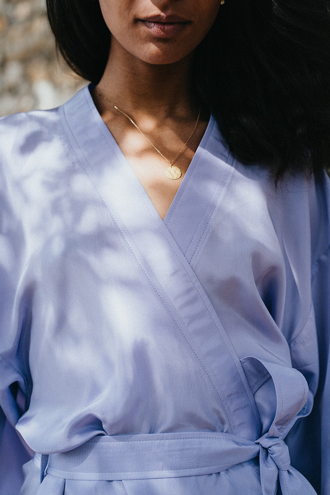 Ginette le kimono | Pongé de soie lilas