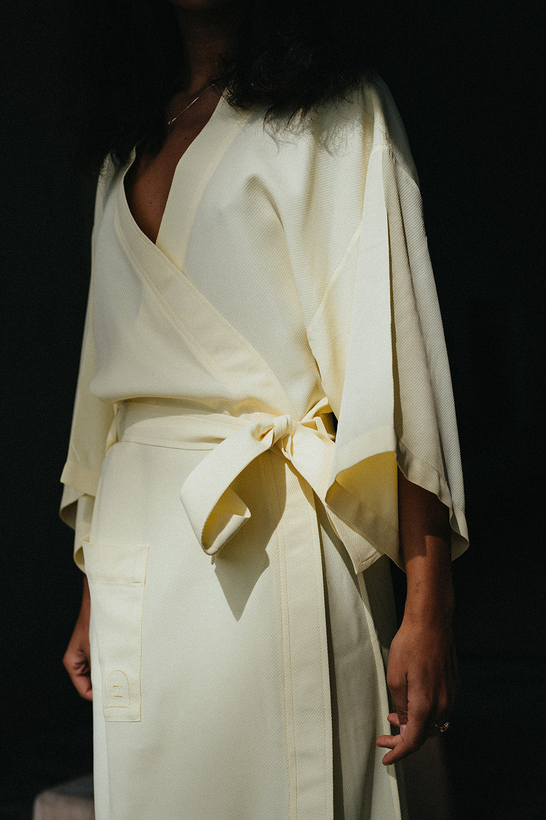 Ginette le kimono | Viscose texturée jaune